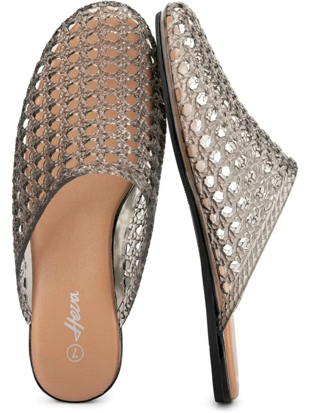 Women's Ash Gray Clear Mesh Hollow Slip On Closed Toe Jelly Casual Flat Sandals
